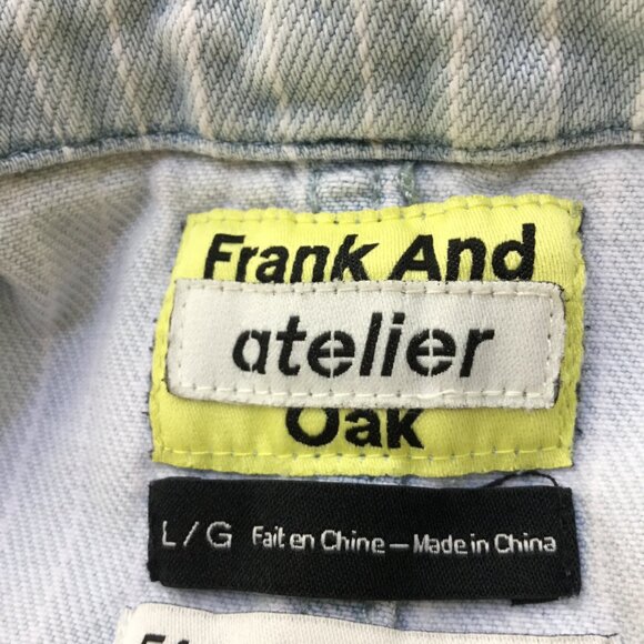 Frank and Oak Atelier Striped Bleached Chambray Denim Jumpsuit l - Picture 6 of 9